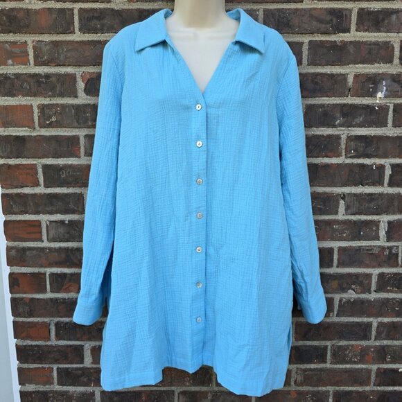 Soft Surroundings Tops - Soft Surroundings Size XL Style 2EH95 Escambia Topaz Blue Gauze Top Shirt